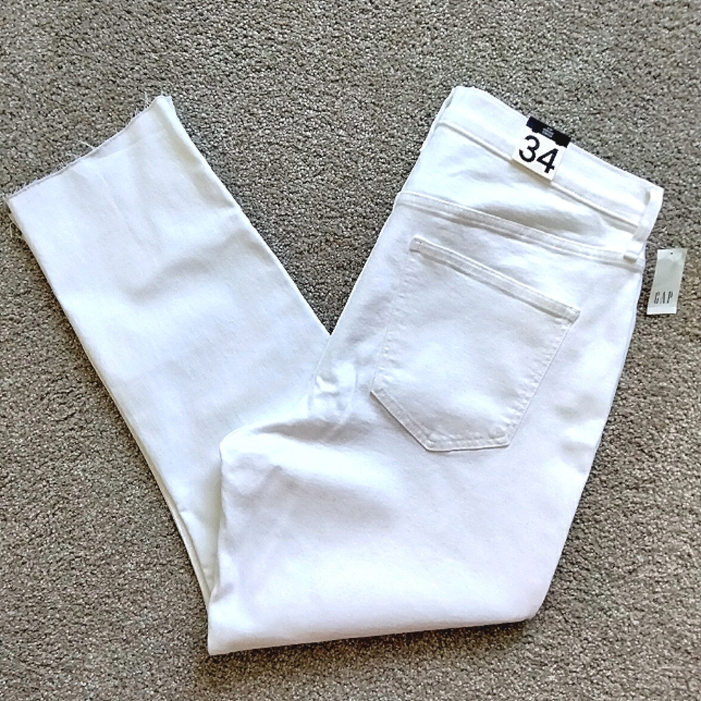 NWT 34 18 GAP Vintage Slim High Rise White Jeans